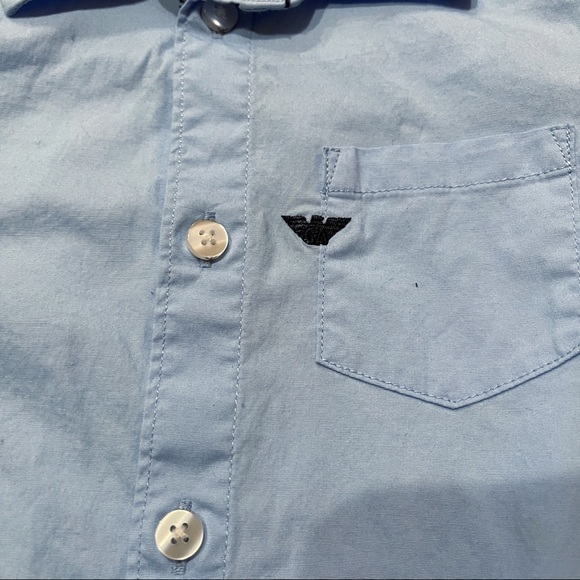 Giorgio Armani Baby Toddler Boy Button Down Shirt Size 18M Blue Cotton EUC - Picture 6 of 14